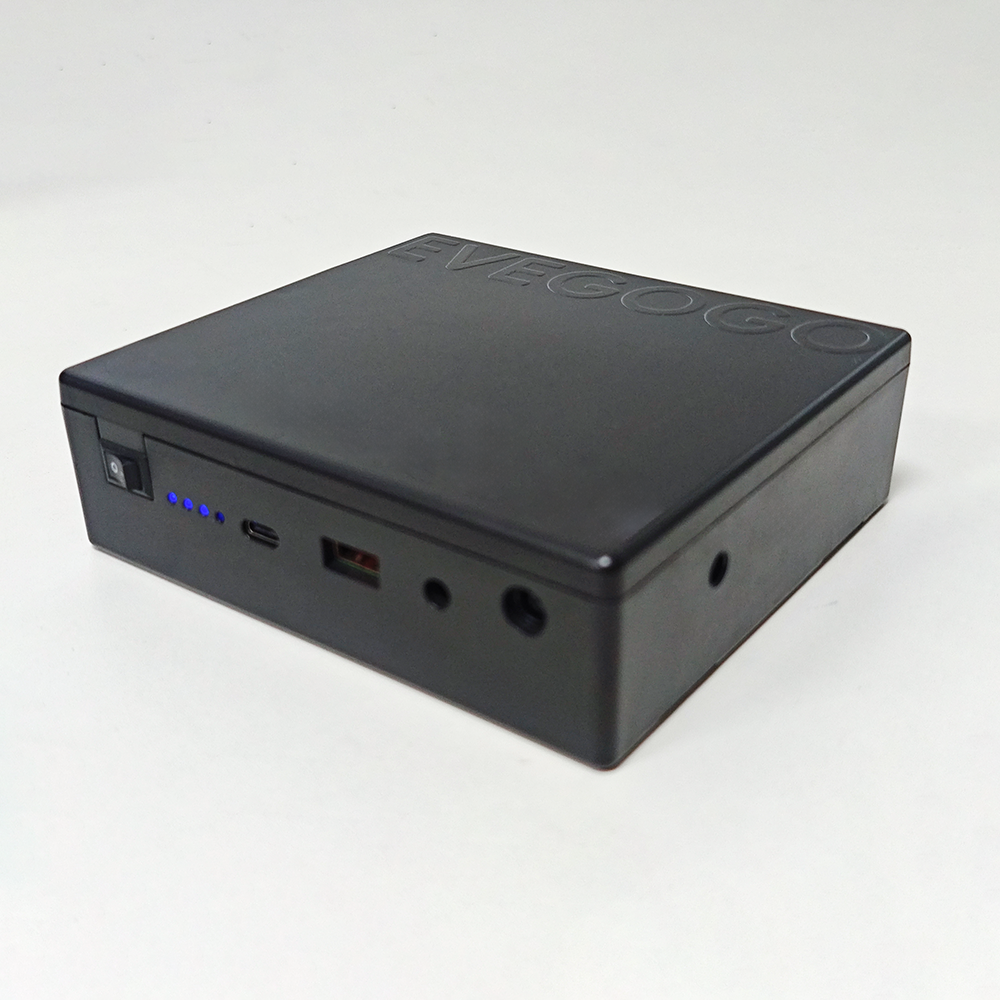 EVEGOGO Rechargeable 12V 3000mAh Battery Pack with Type-c, DC 12V and 5V USB Output for LED Light Strip, Mobile and More