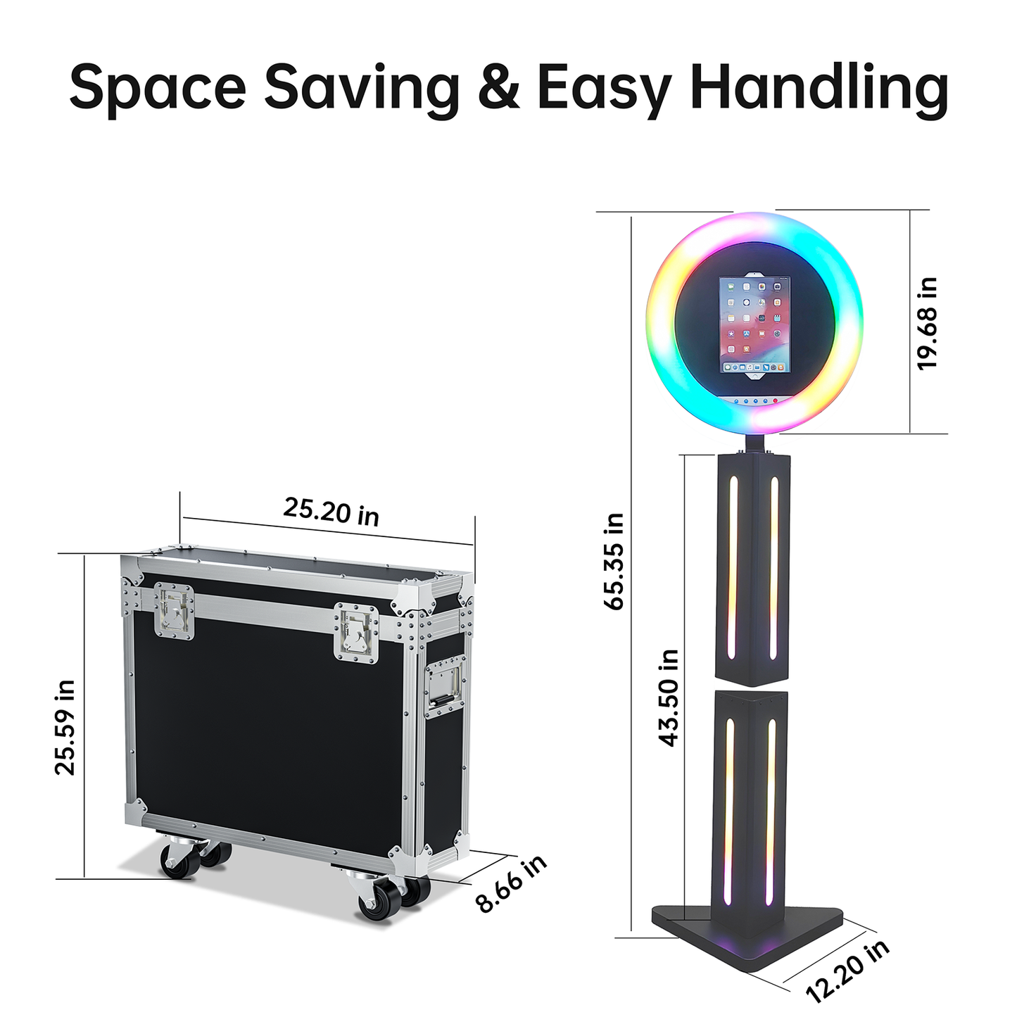 Portable Triangle iPad Photo Booth with RGB Light Strip