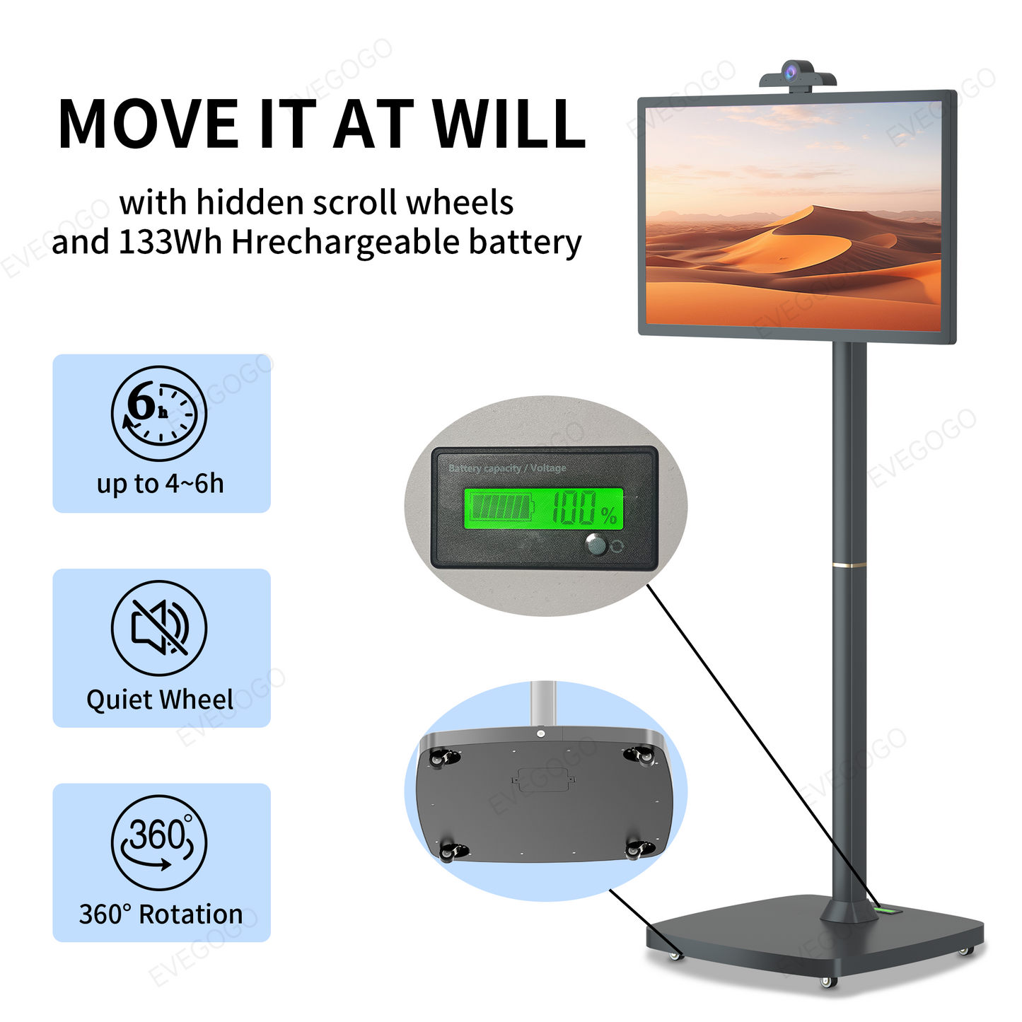 StandbyMe Portable TV Smart Screen Rotatable Monitor,with 1080P HD Touch Screen, Android OS
