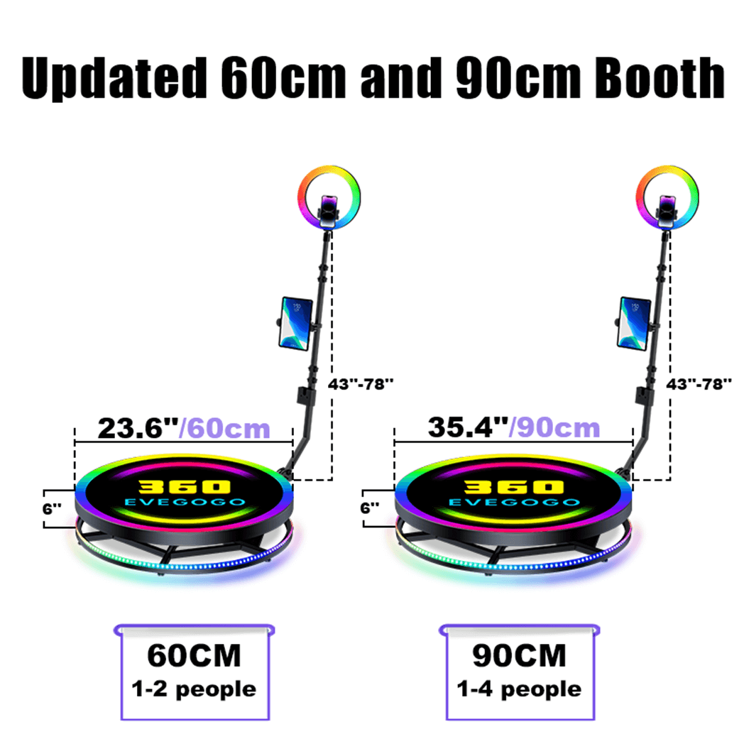 90cm (35.4'') 360 Photo Booth Automatic Spin 360 Video photo booth