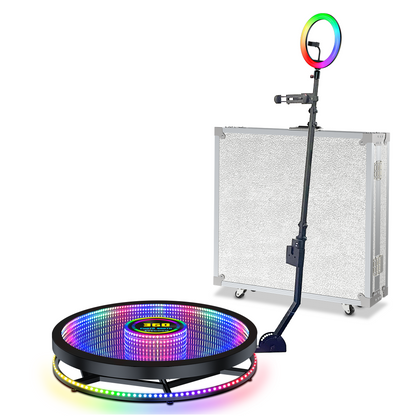 35.4" Tempered glass infinite 360 photo booth multi-layer RGB lights