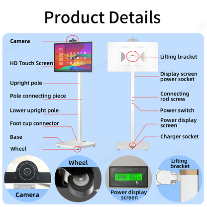 Portable TV Smart Screen Rotatable Monitor Stand by Me ,with 1080P HD Touch Screen, Android OS