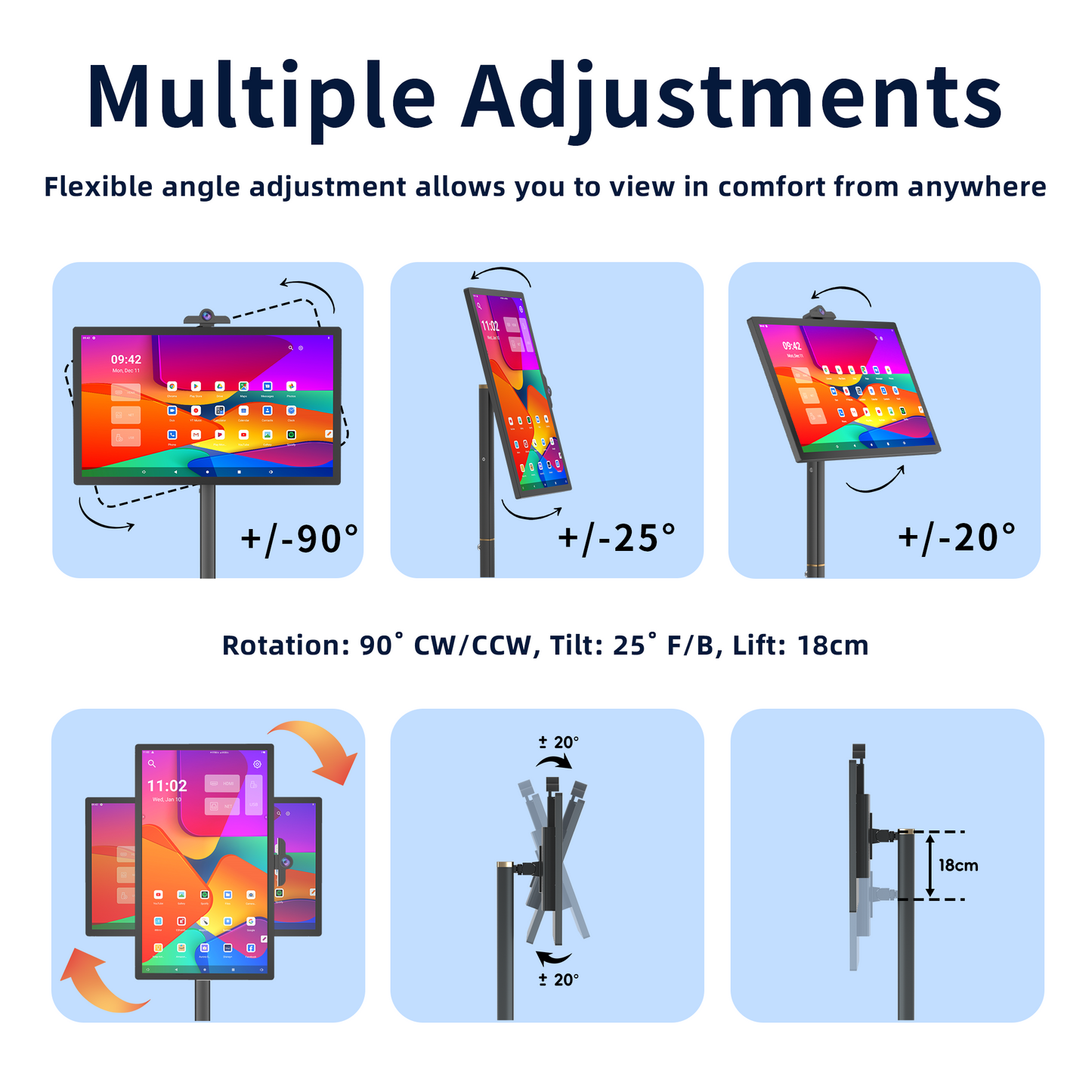 Portable TV Smart Screen Rotatable Monitor Stand by Me ,with 1080P HD Touch Screen, Android OS